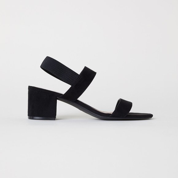 Divided Black Heel Sandals - Picture 1 of 2